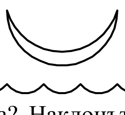 Рисунка: много тънък лунен сърп с рогове нагоре („лодка“), разположен хоризонтално над вълниста линия, изобразяваща хоризонта.